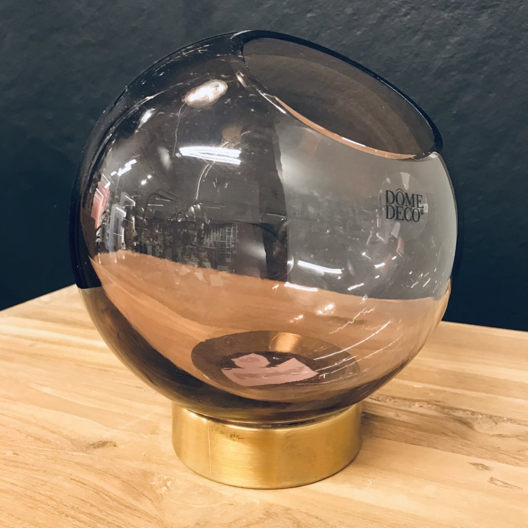 Dôme Deco Glass Bolle Vase Rosa/Gull M