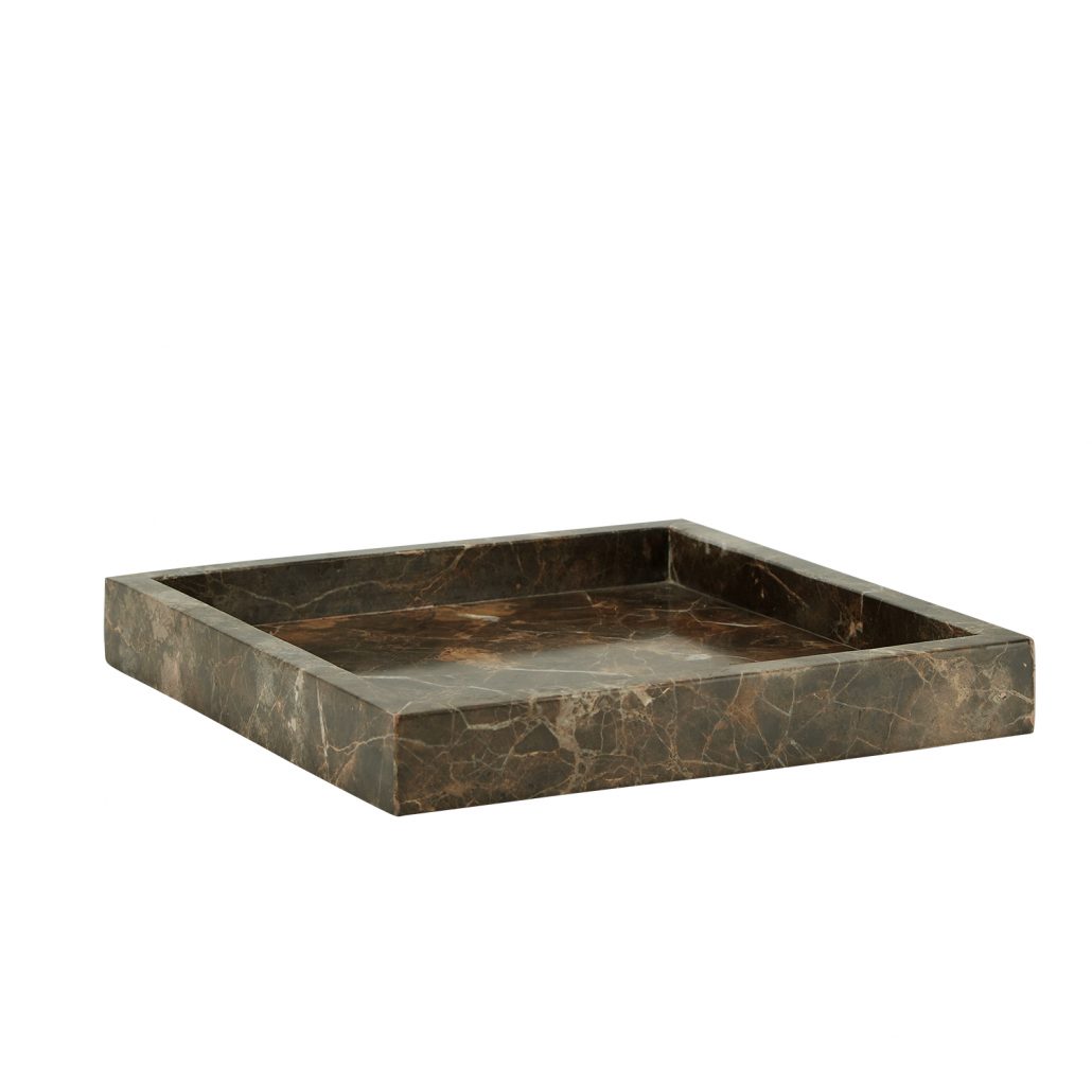 Cozy Living Marble Tray Toffee Brown Square