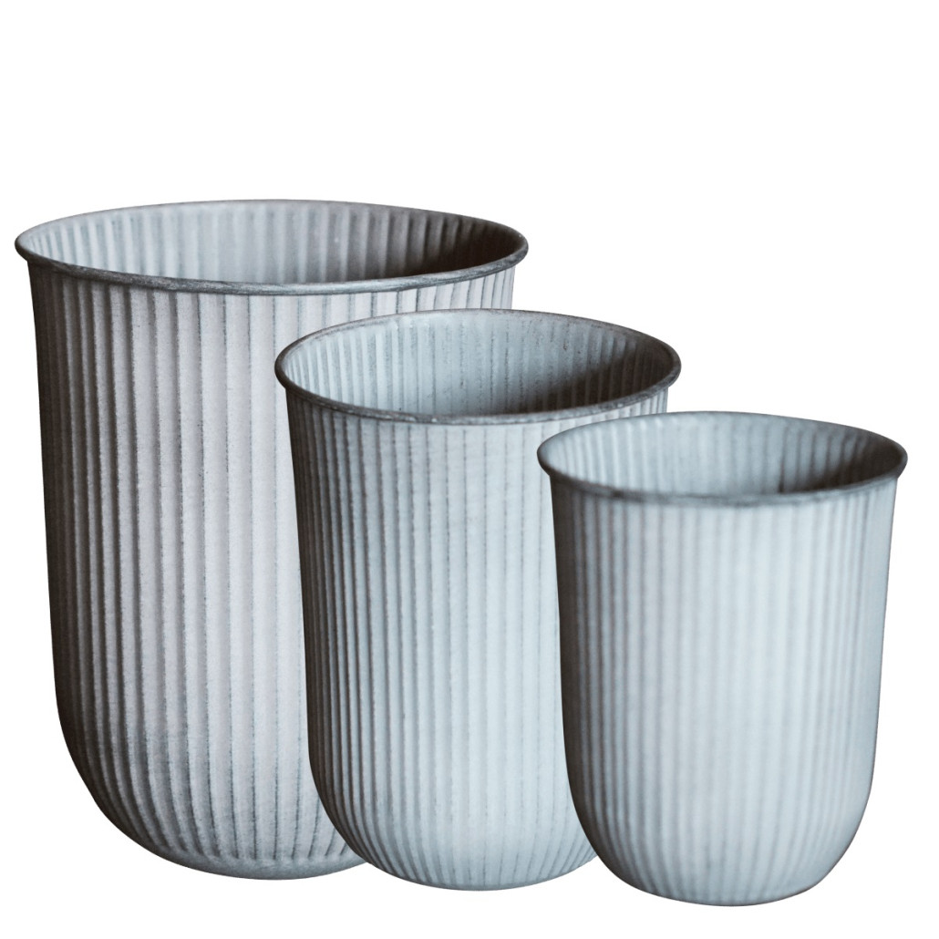 Stripe Pot 3-set, Light Grey