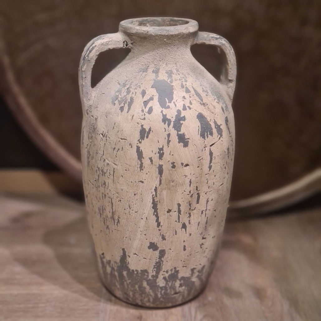 Pallantium Jar White Distressed Cement Krukke